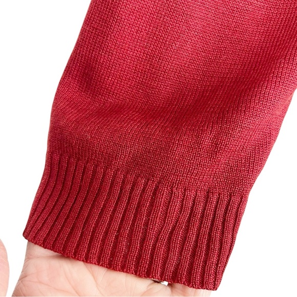 SALTAIRE Men's 1/4 zip Pullover Sweater Deep Maroon Silk/Cashmere Medium - Picture 5 of 8